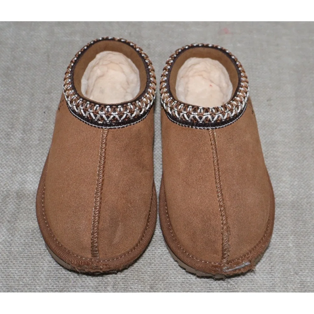 UGG Tazz Slippers Chestnut Toddler Kids Size 10 Brown Suede Shoes Platform